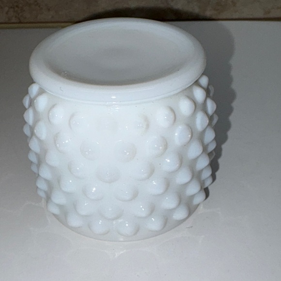 Vintage Fenton White Hobnail Milk Glass Jam Jelly Jar Honey Pot 3”H - Picture 5 of 10